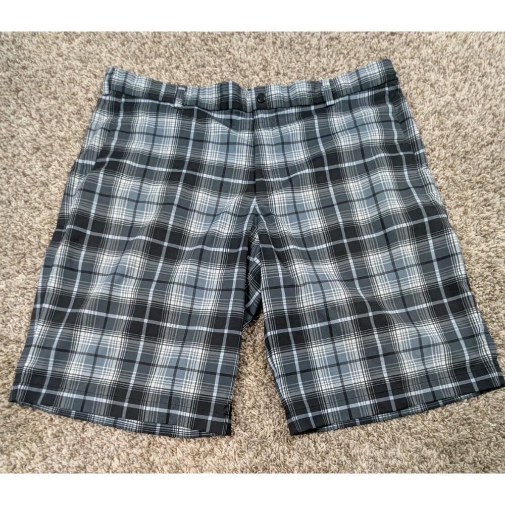 Nike Golf Shorts Mens 40 Black Grey Plaid Tour Performance Dri Fit 12" Inseam